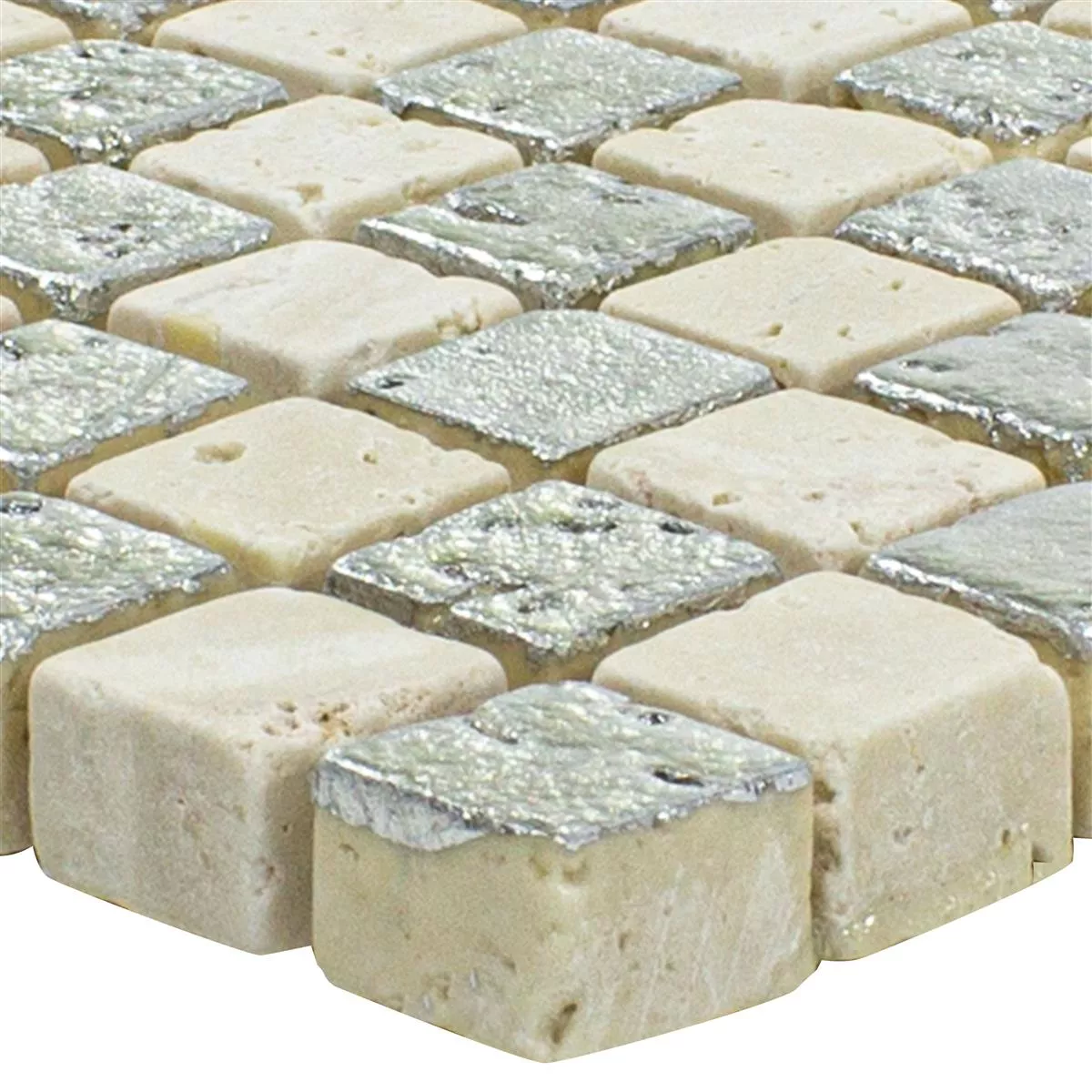 Padrão de Mármore Mosaico De Pedra Natural Azulejos Antika Mix Prata Creme