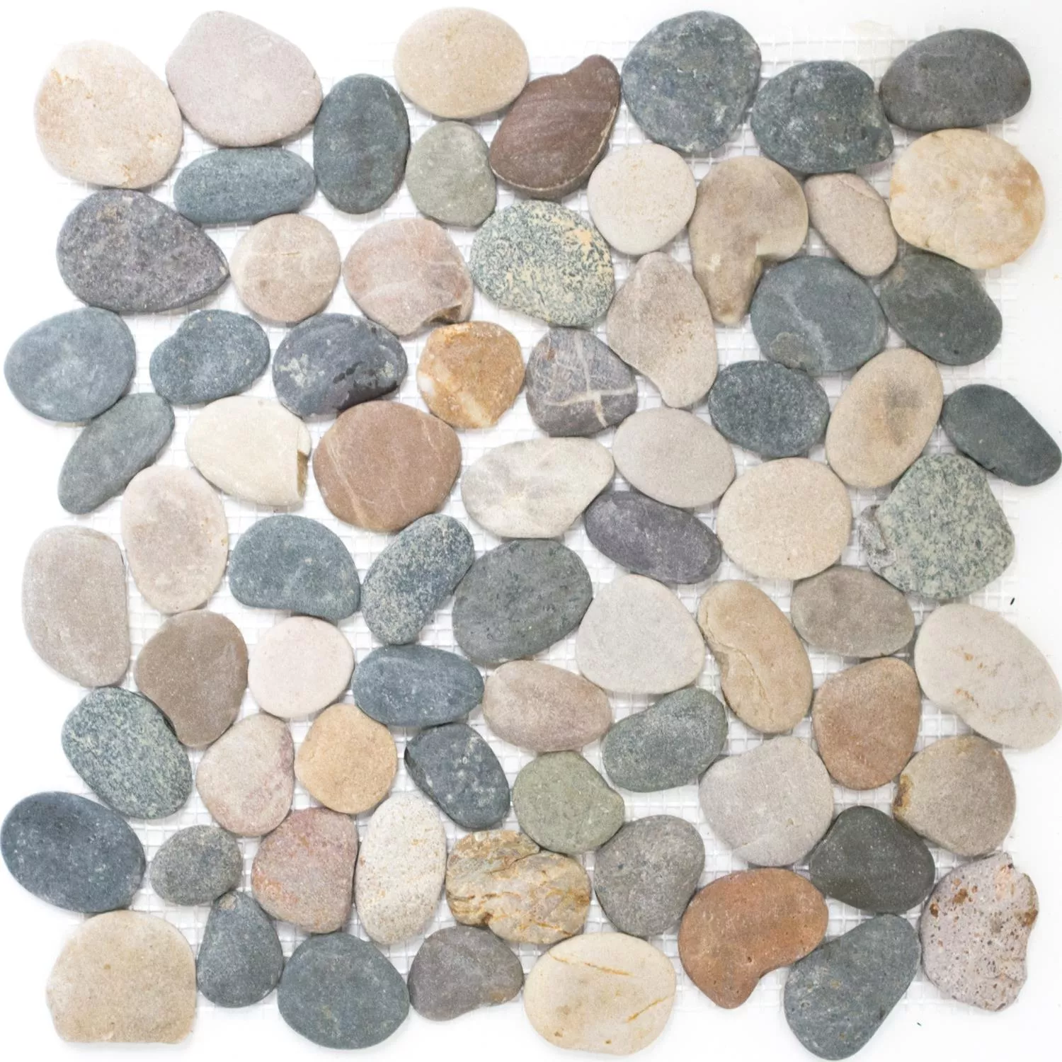 Seixos de Rio Mosaico De Pedra Natural Azulejos Doha Bege Cinza Preto