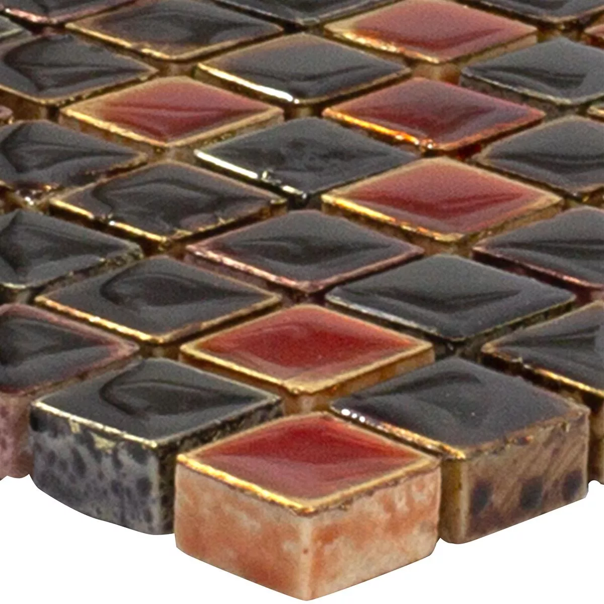 Pedra Natural Azulejo Mosaico Firestone Vermelho Mix