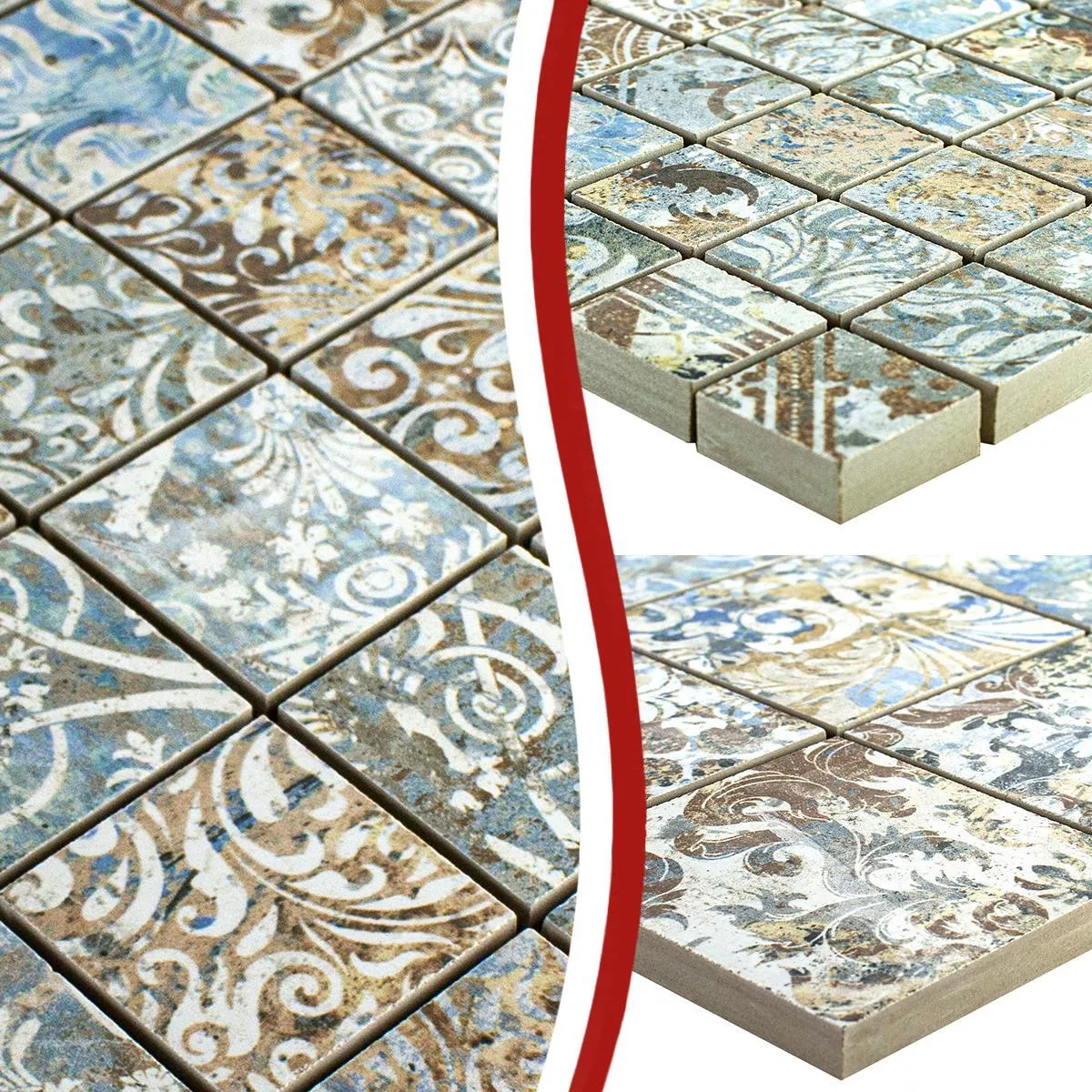 Mosaico Cerâmico Azulejos Patchwork Multicolorido