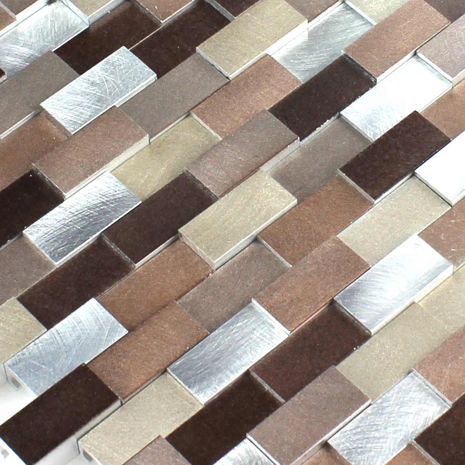 Azulejo Mosaico Alumínio Metal Langley 3D Cobre Marrom