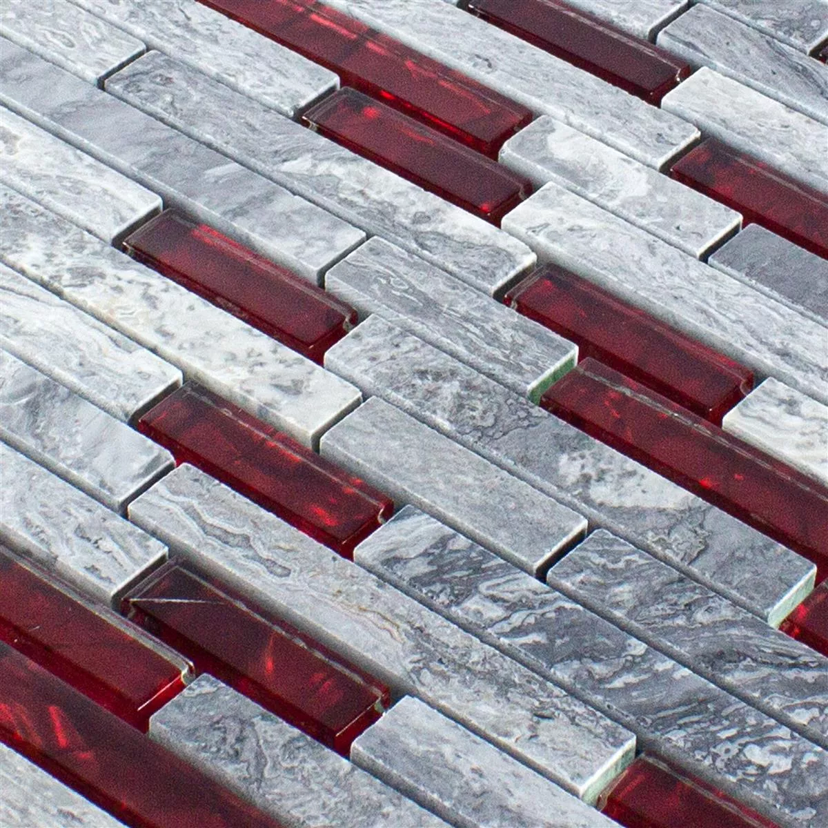 Padrão de Mosaico de Pedra Natural de Vidro Azulejos Sinop Cinza Vermelho Brick