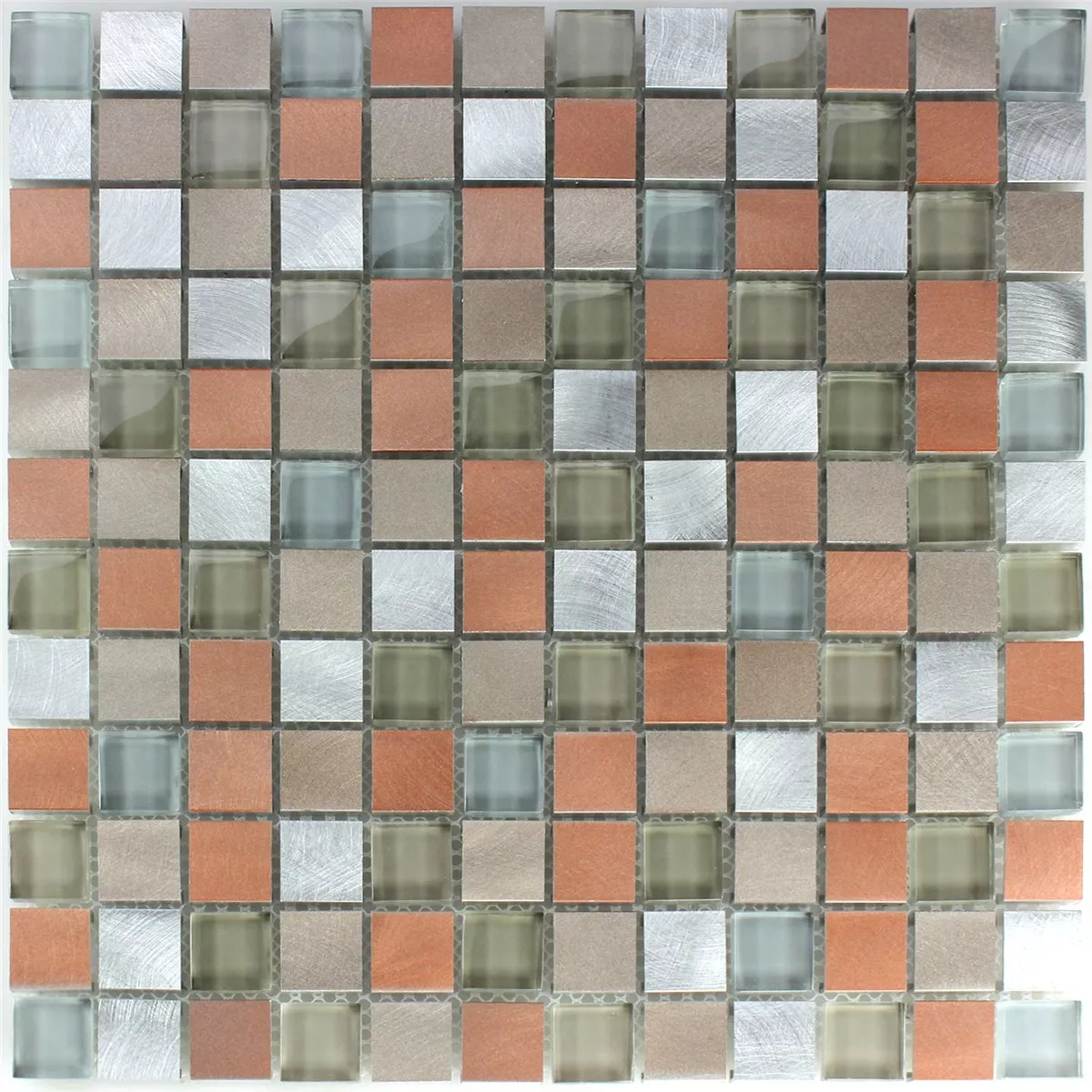 Padrão de Azulejo Mosaico Vidro Alumínio Metal Laranja Prata Mix