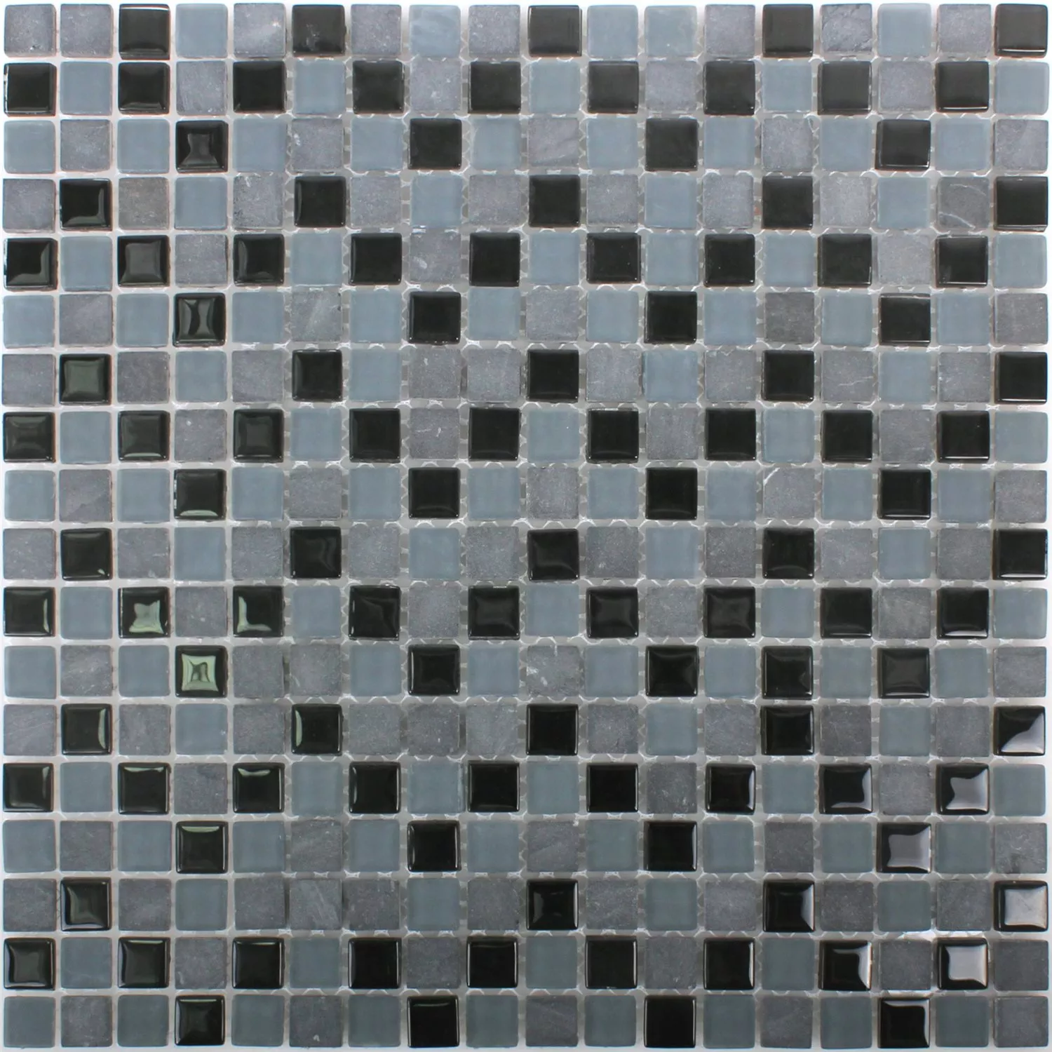 Padrão de Azulejo Mosaico Mármore Vidro Mix Kobra Preto Cinza 