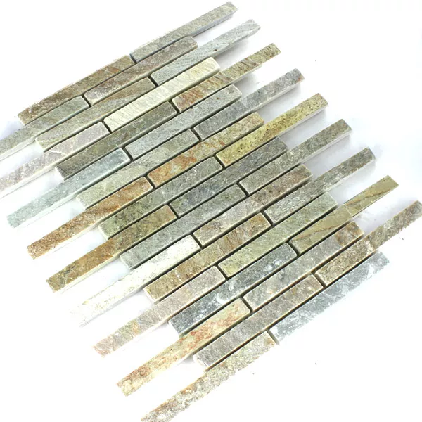 Padrão de Azulejo Mosaico Pedra Natural Quartzito Bege Mix Sticks