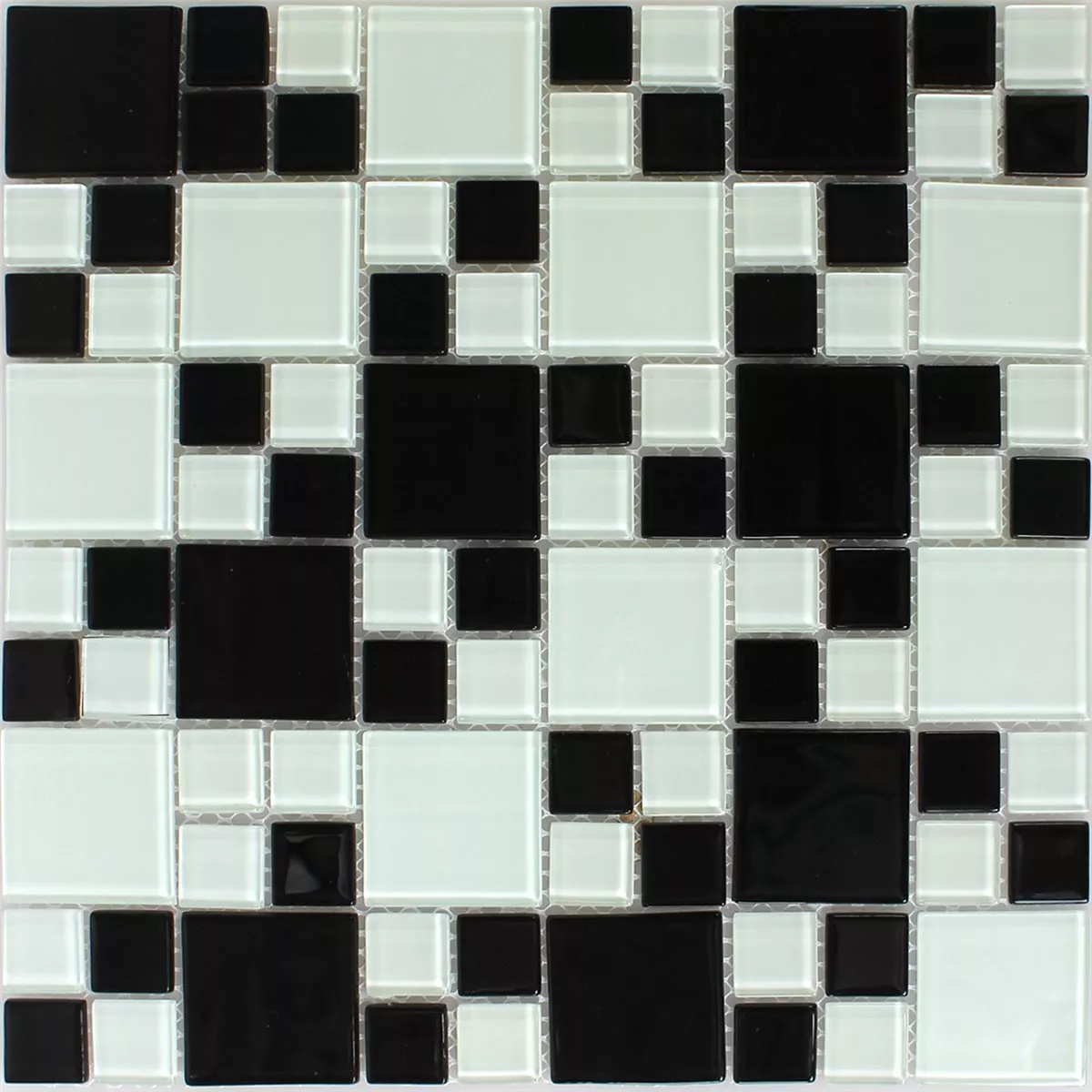 Mosaico De Vidro Azulejos Preto Branco Mix