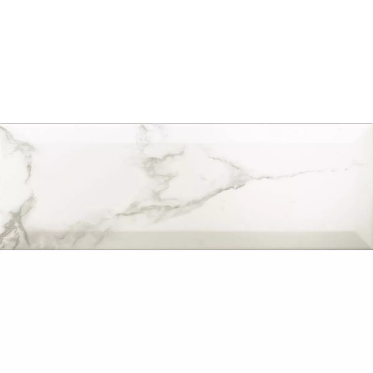 Metro Azulejos Girona Aparência de Mármore Faceta Branco Fosco 10x30cm Metro Azulejos Girona Aparência de Mármore Faceta Branco Fosco 10x30cm