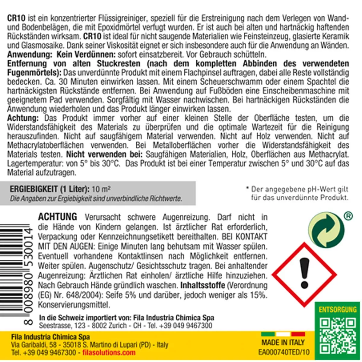 Limpador Fila CR10 para rejunte epóxi 1 litro