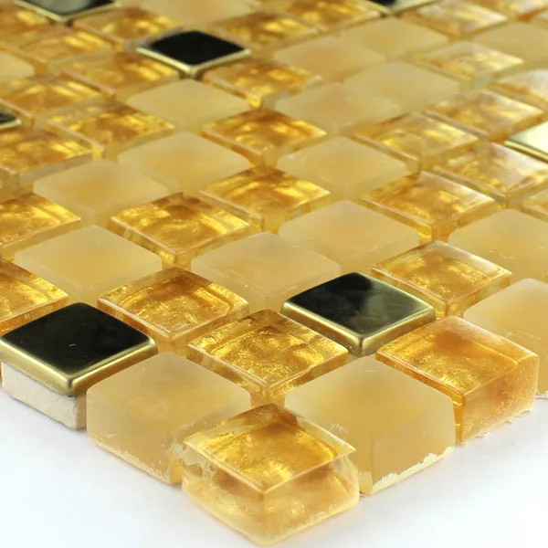 Padrão de Vidro Aço Inoxidável Metal Azulejo Mosaico Ouro