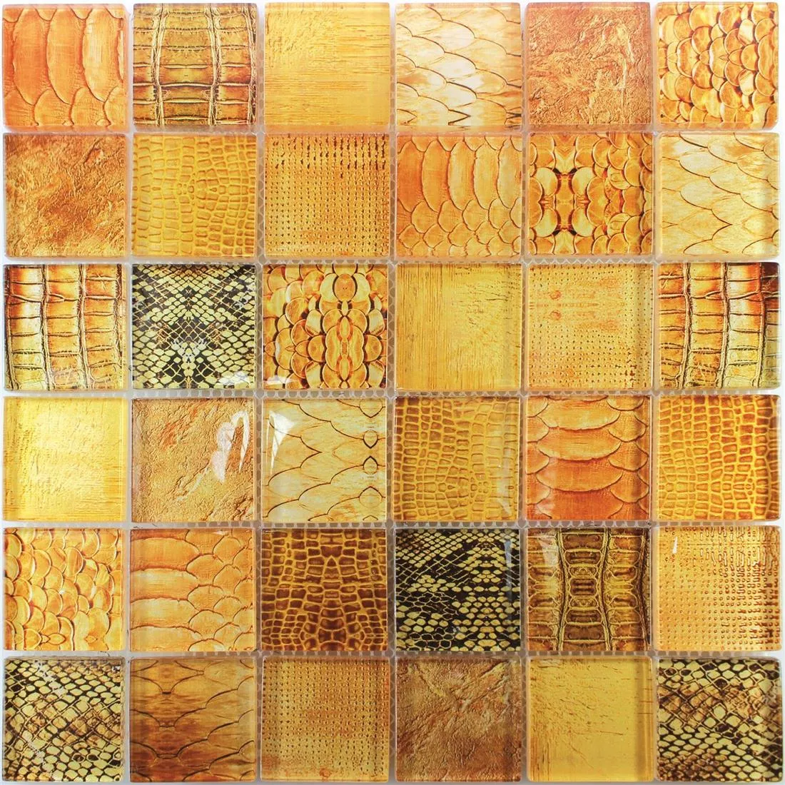 Mosaico De Vidro Azulejos Python Laranja