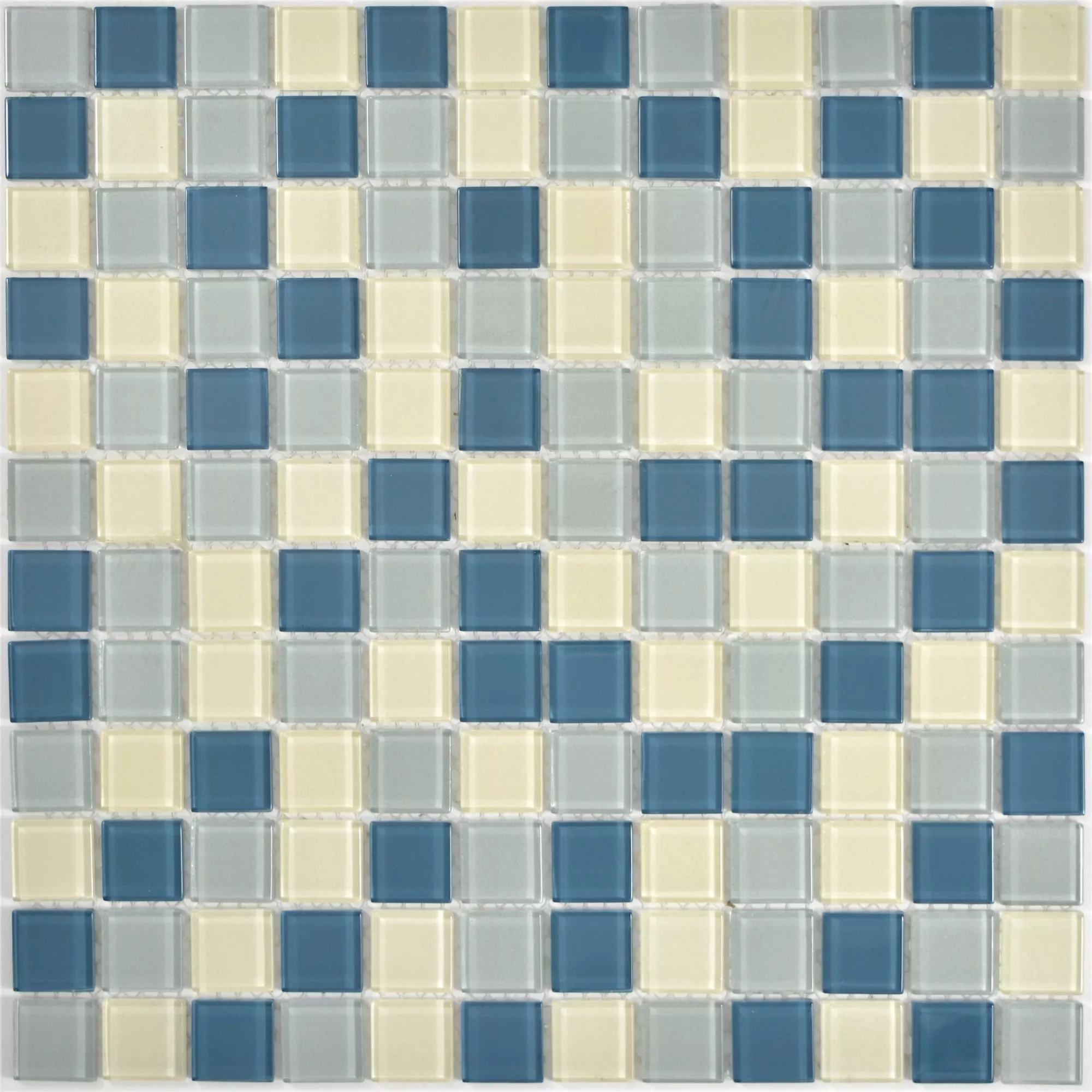 Mosaico De Vidro Azulejos Bommel Prata Branco Azul