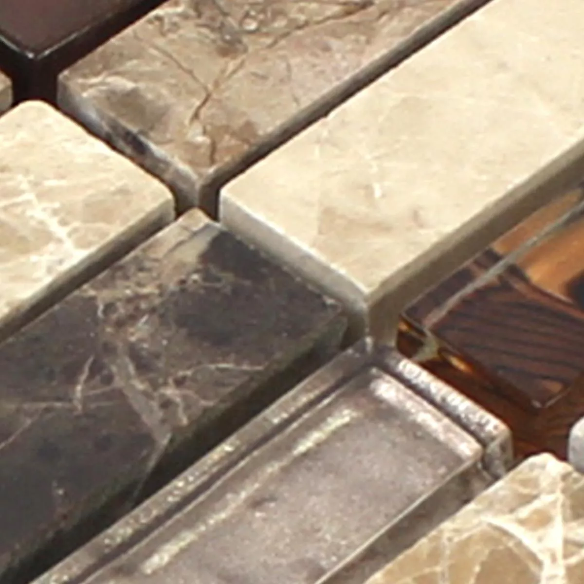 Padrão de Azulejo Mosaico Vidro Pedra Natural Bege Marrom