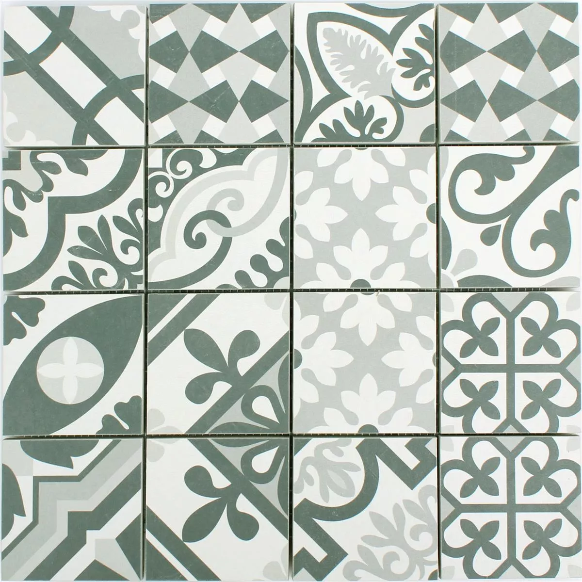 Padrão de Mosaico Cerâmico Retro Azulejos Utopia Preto Branco R10/B