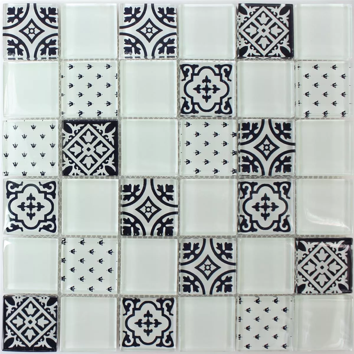 Azulejo Mosaico Vidro Barock Ornamento Branco