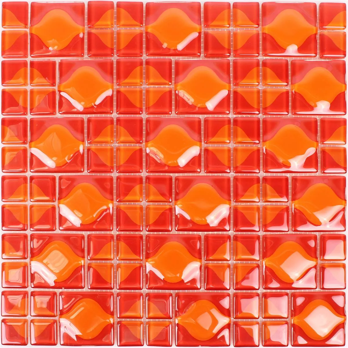 Padrão de Mosaico De Vidro Azulejos Nokta Laranja Vermelha 3D
