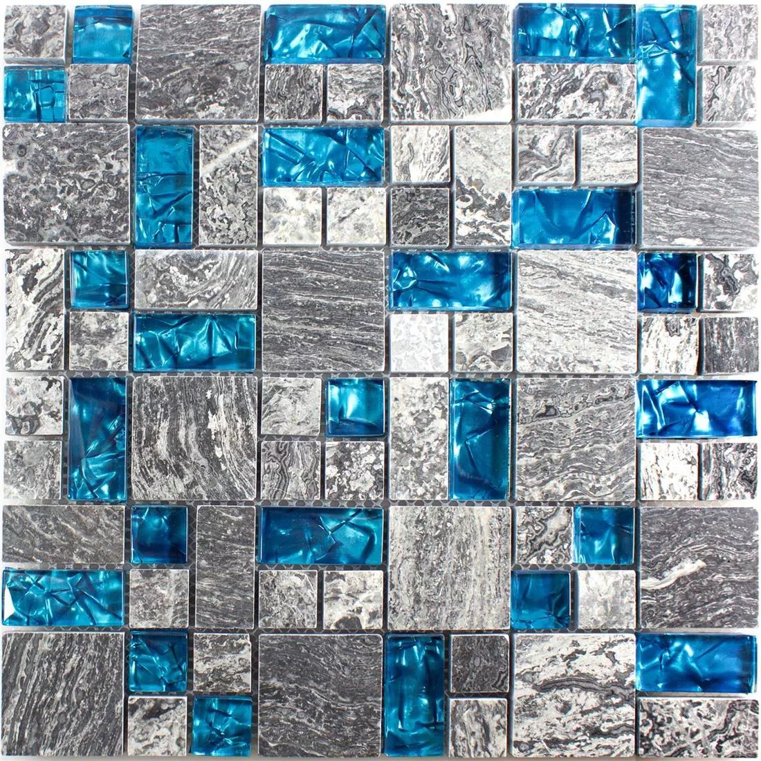 Mosaico De Vidro Ladrilhos De Pedra Natural Manavgat Cinza Azul 2 Mix