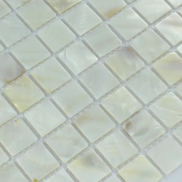 Padrão de Azulejo Mosaico Vidro Efeito Madrepérola  Branco