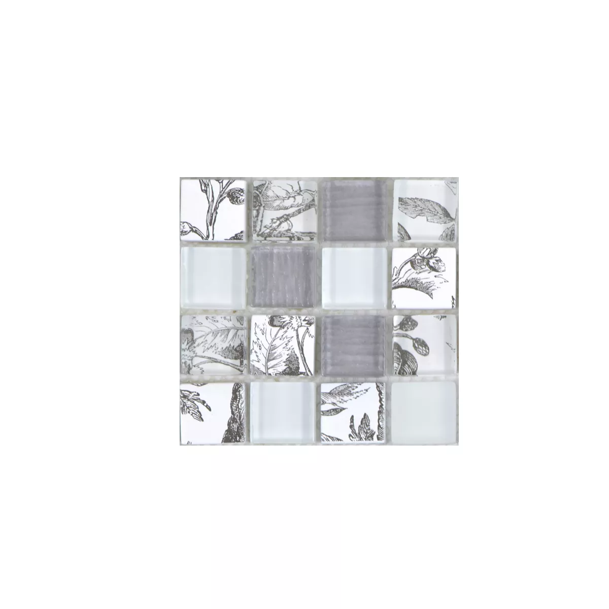 Padrão de Mosaico De Vidro Azulejos Cornelia Óptica Retrô Branco Cinza