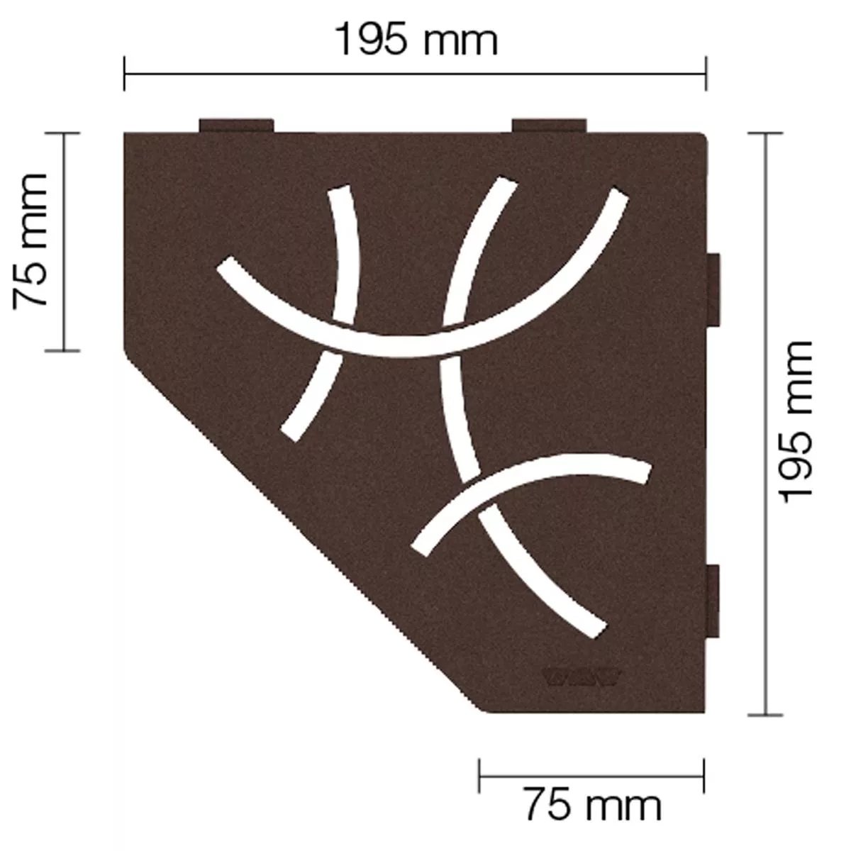 Prateleira de parede para chuveiro Schlüter 5 cantos 19,5x19,5cm Curve