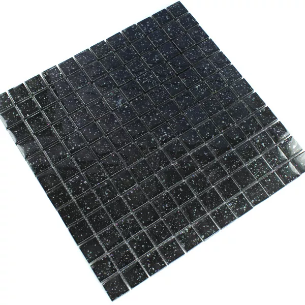 Mosaico De Vidro Azulejos Noite Preto Purpurina 23x23x8mm