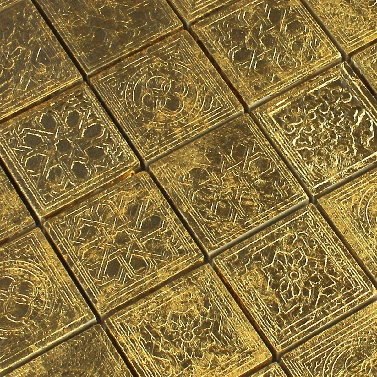 Azulejo Mosaico Cerâmica Ouro 48x48x10mm