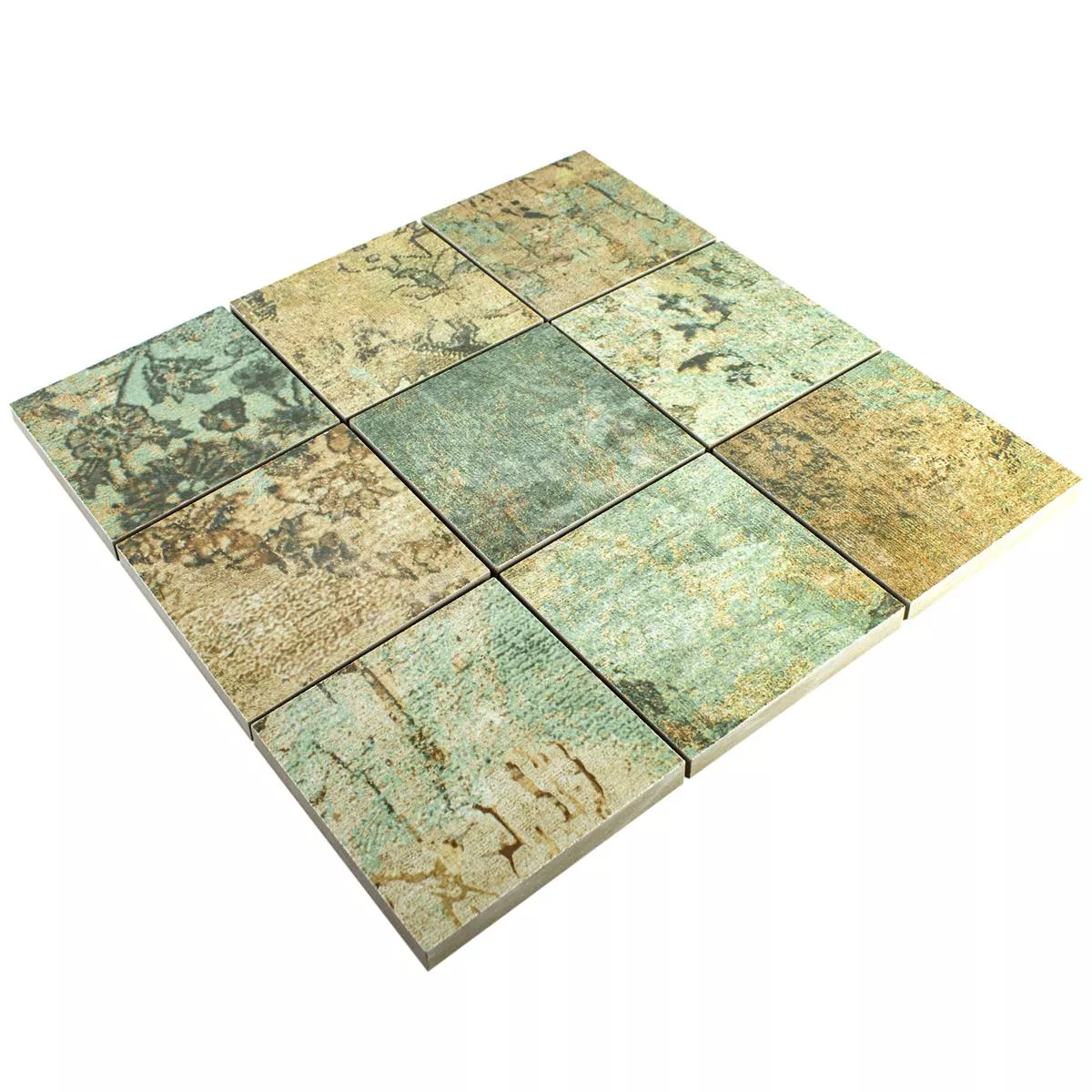 Mosaico Cerâmico Azulejos Moonlight Marrom Verde 95x95mm