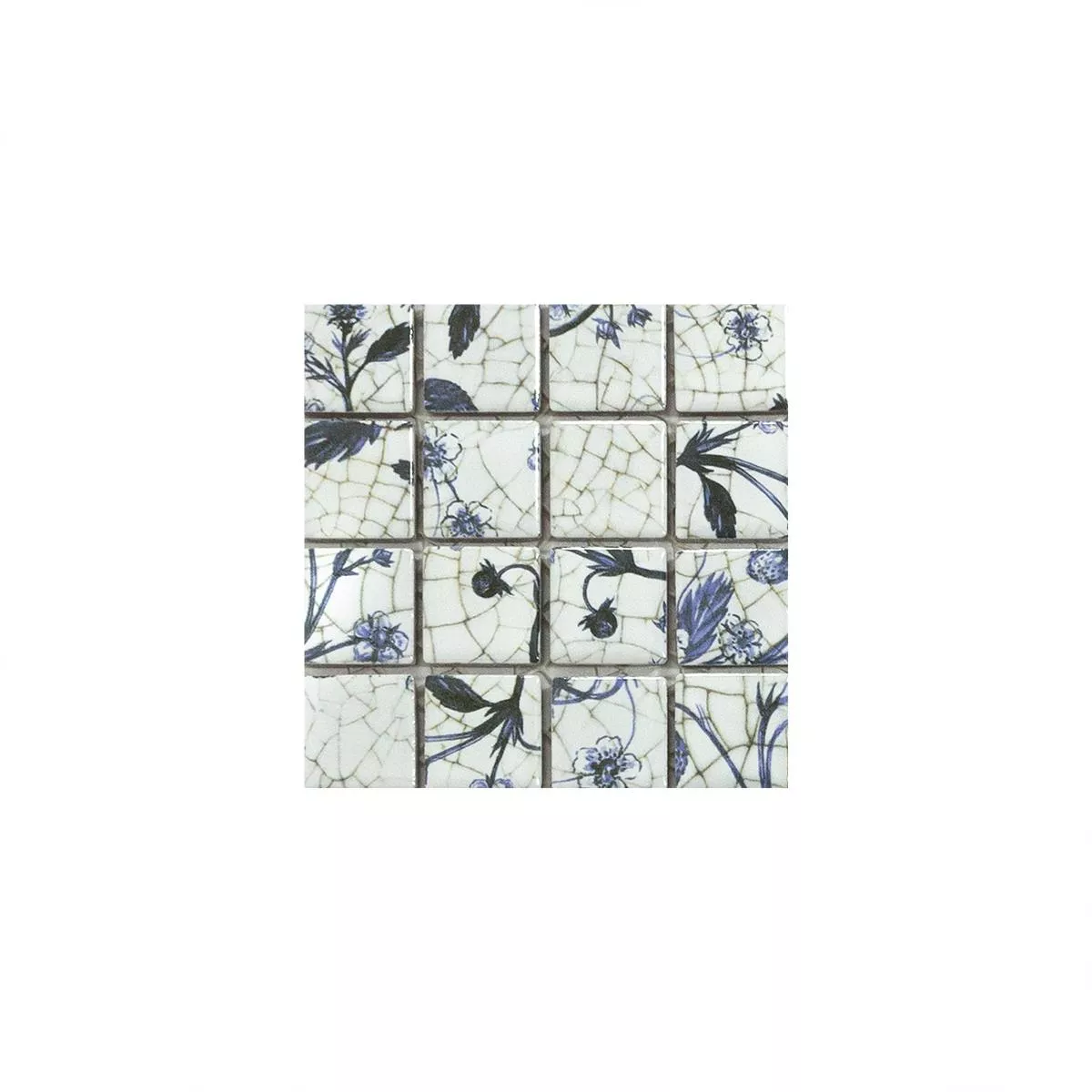 Amostra Cerâmica Azulejo Mosaico Isabella Branco Azul