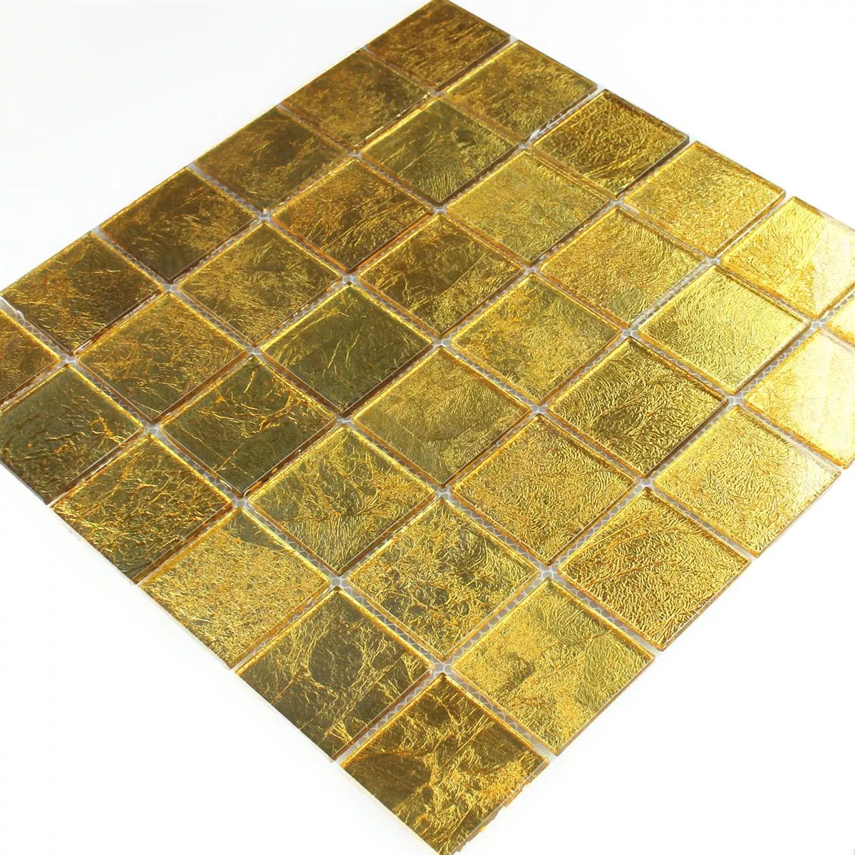 Azulejo Mosaico Vidro Efeito Ouro 48x48x4mm