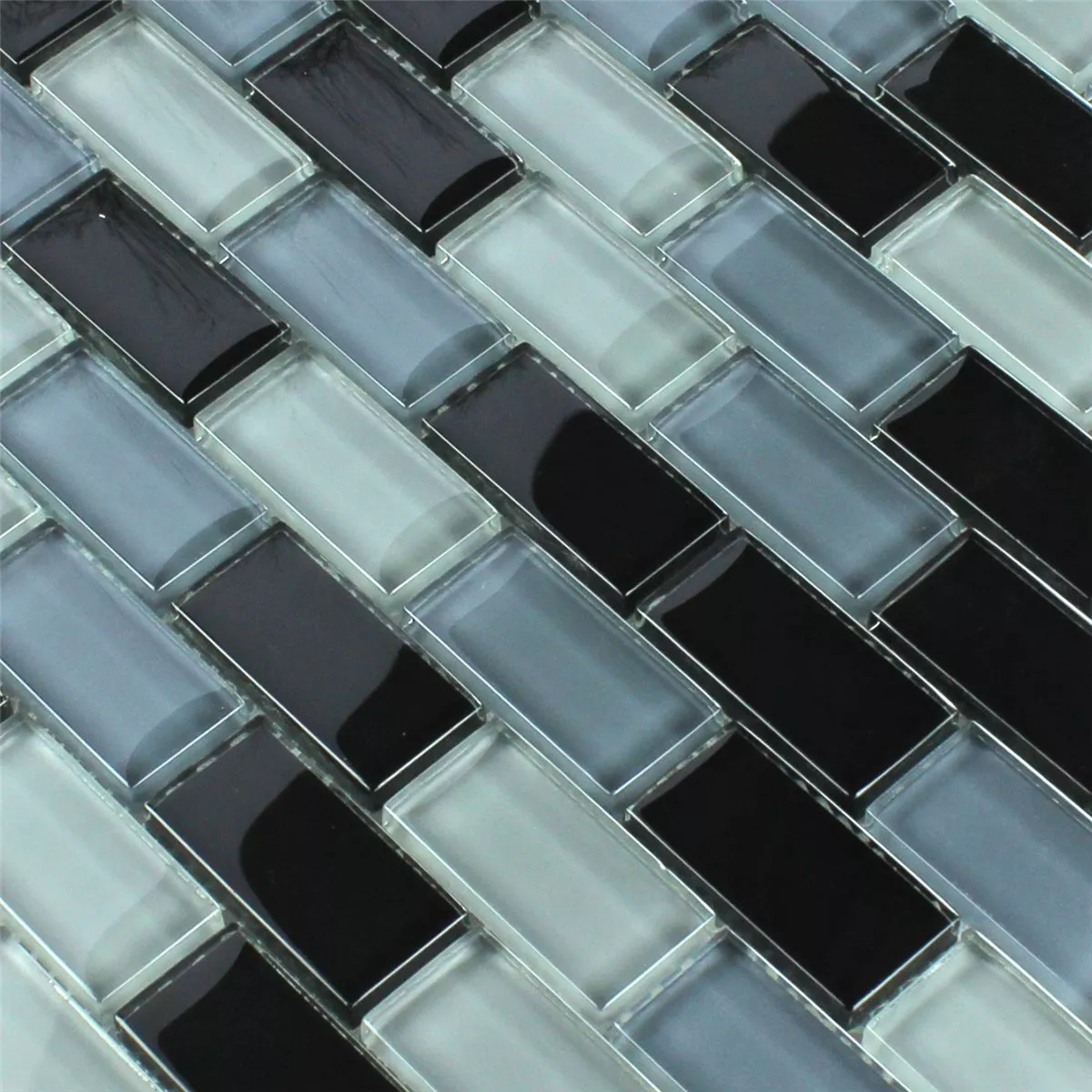 Padrão de Azulejo Mosaico Vidro Cristal Brick Preto