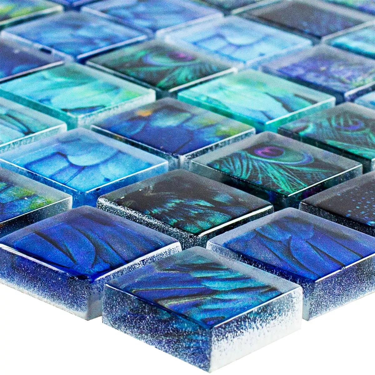 Mosaico De Vidro Azulejos Peafowl Azul 23