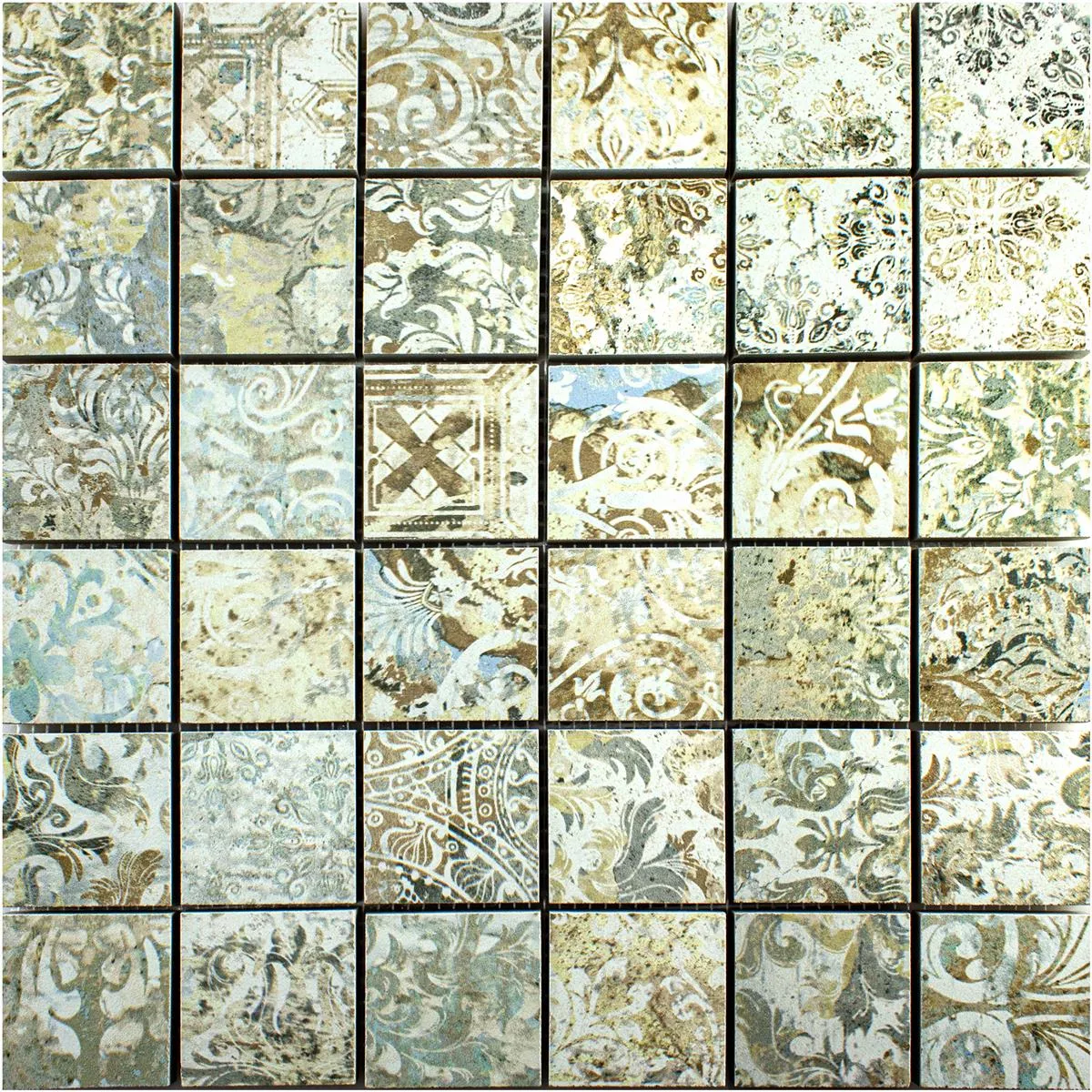 Mosaico Cerâmico Azulejos Bellona Efeito Brilhantemente Colorido 47x47mm