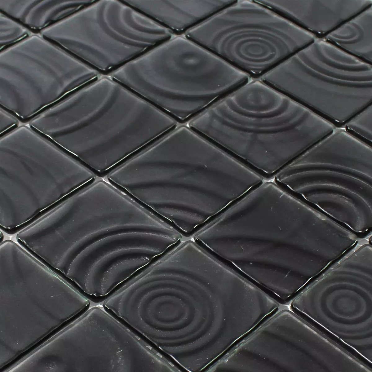 Mosaico De Vidro Azulejos Pião Efeito Preto