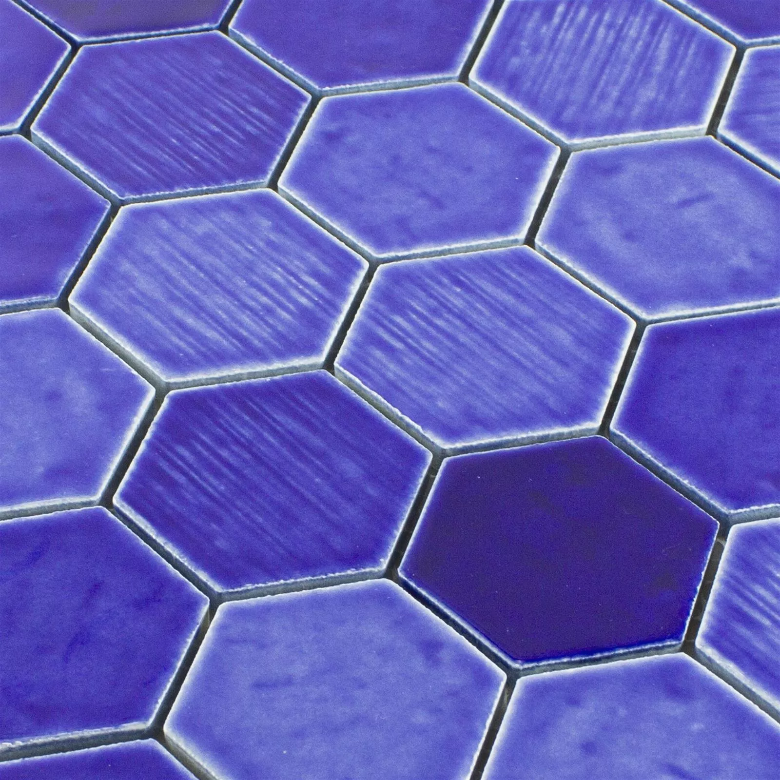 Padrão de Cerâmica Azulejo Mosaico Roseburg Hexágono Brilhante Azul