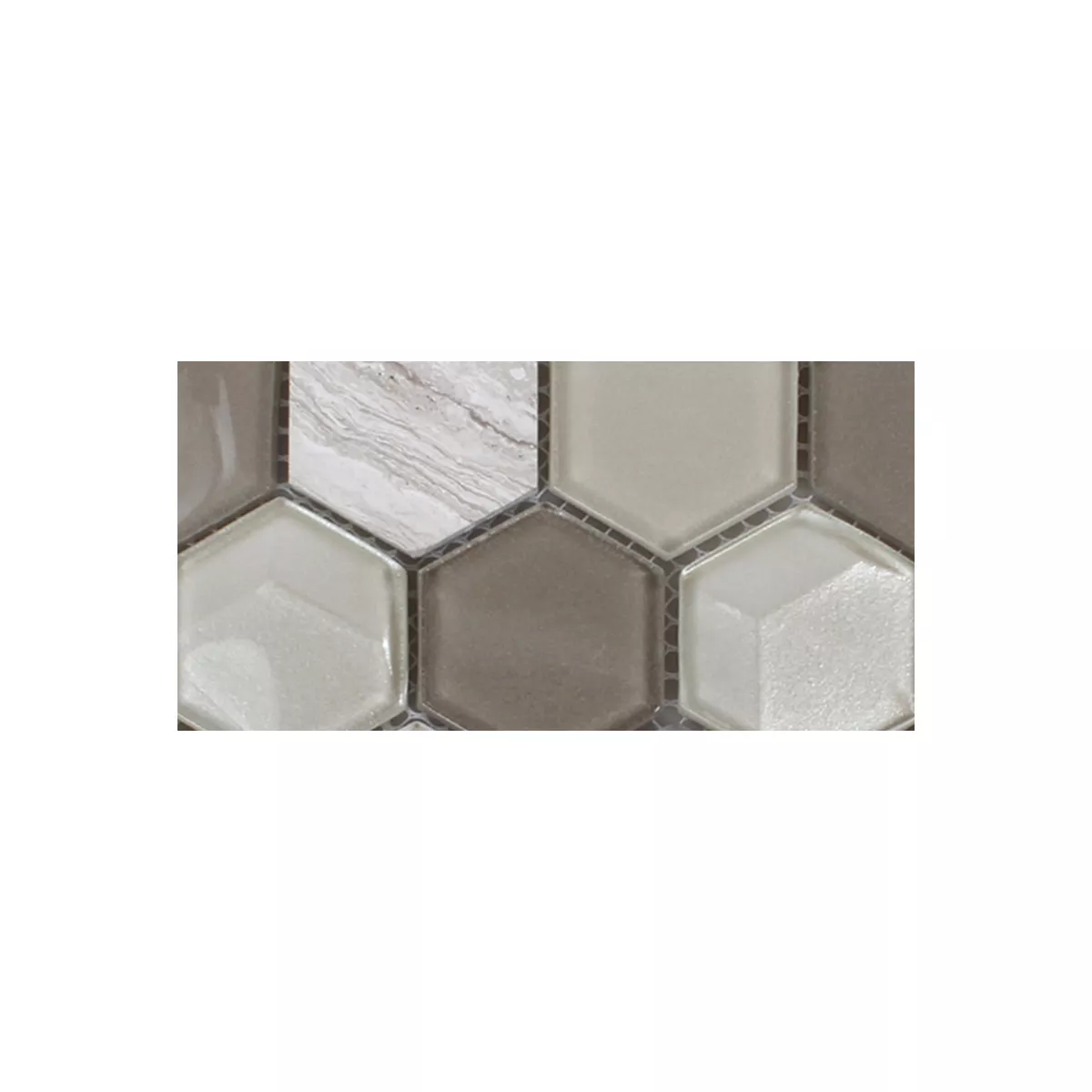 Padrão de Azulejo Mosaico Hexágono Vidro Pedra Natural Cinza Claro 3D