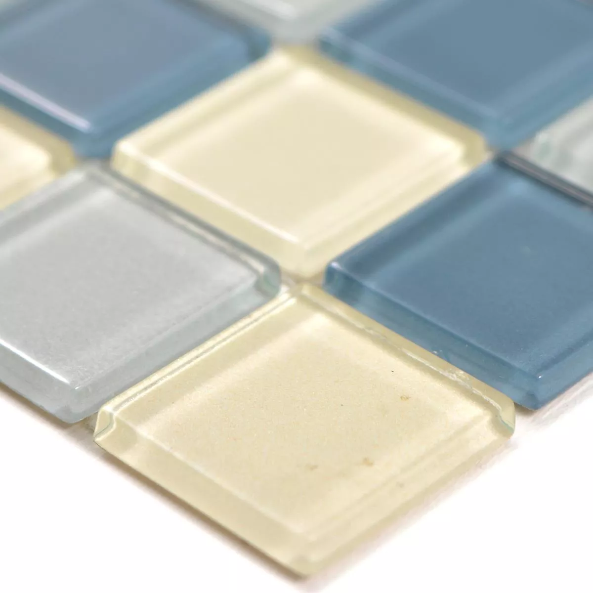 Padrão de Mosaico De Vidro Azulejos Bommel Prata Branco Azul