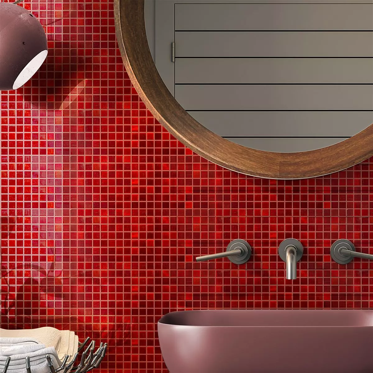 Mosaico De Vidro Azulejos Vera Vermelho Mix