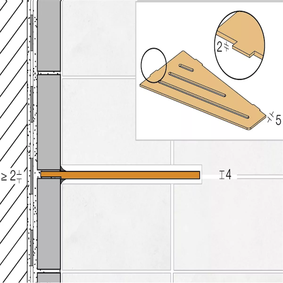 Prateleira de parede para chuveiro Schlüter quadrada 15,4x29,5cm quadrada cinza