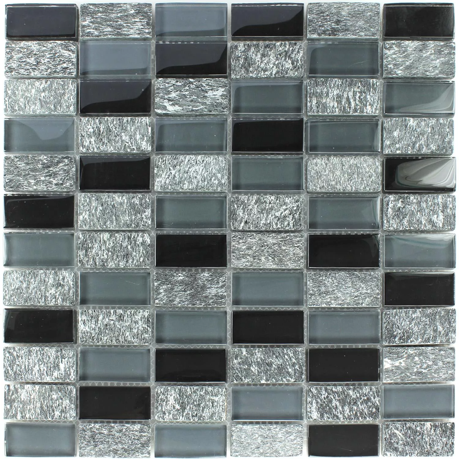 Padrão de Azulejo Mosaico Vidro Mármore Cinza Preto Mix