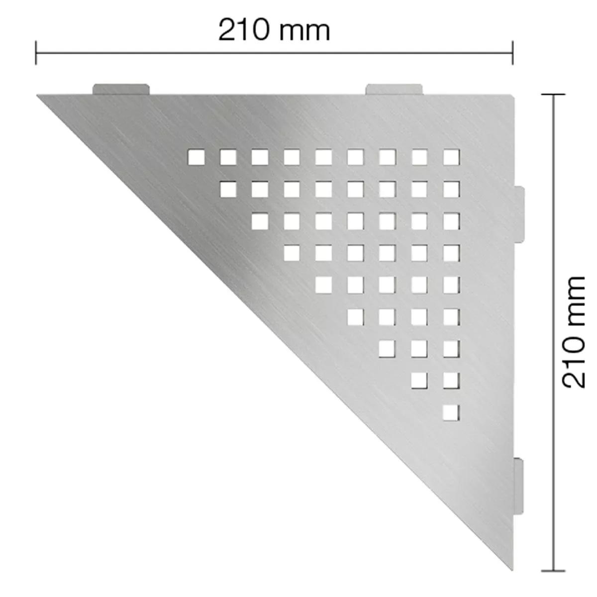 Prateleira de parede para chuveiro Schlüter triângulo 21x21cm quadrado aço inoxidável