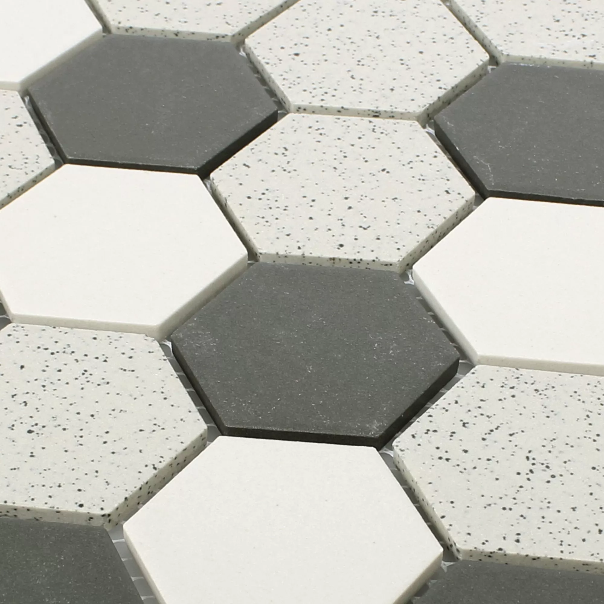 Cerâmica Azulejo Mosaico Monforte Hexágono Preto Cinza 51