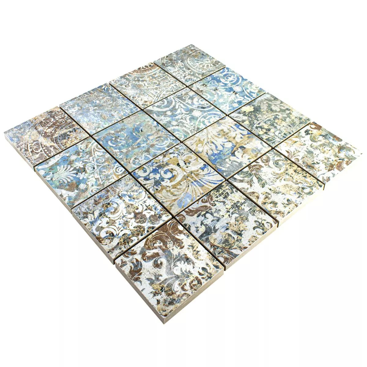 Mosaico Cerâmico Azulejos Patchwork Multicolorido 71x71mm