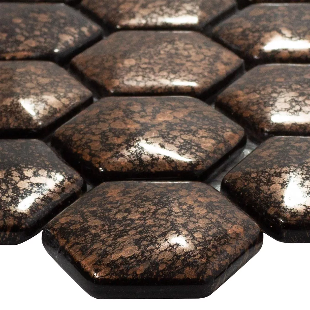 Padrão de Mosaico De Vidro Azulejos Leopard Hexágono 3D Bronze