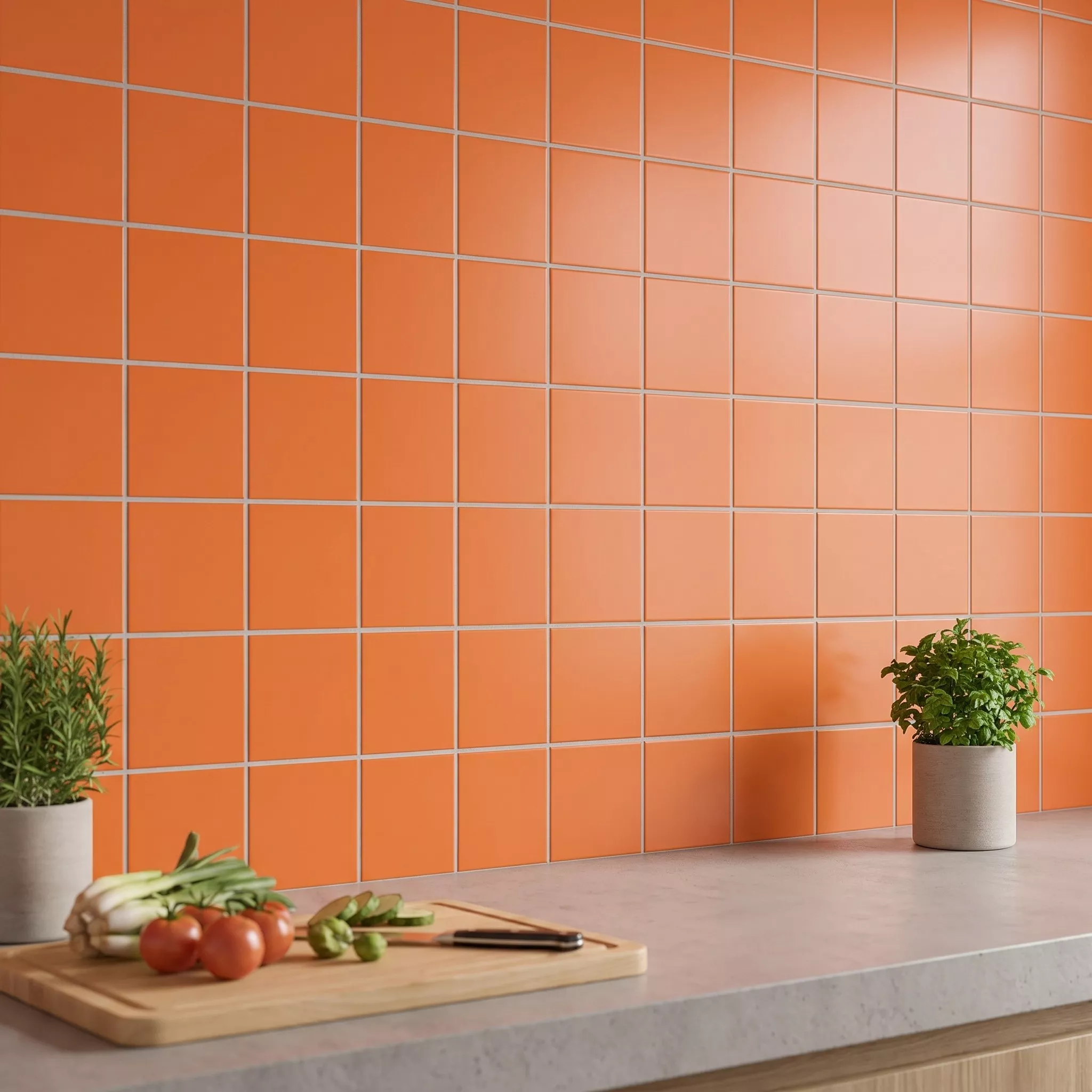 Ladrilho do metrô Laranja Fosco 10x10 cm Sem Faceta Freyburg Naranja