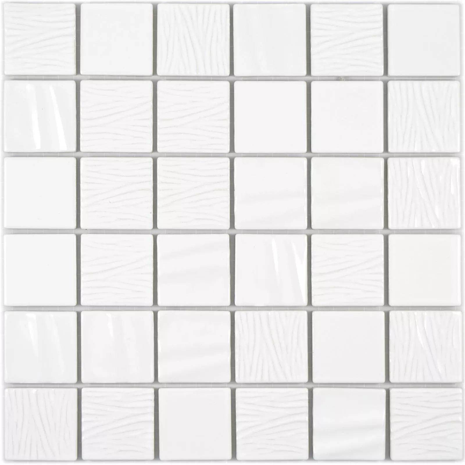 Mosaico Cerâmico Azulejos Rokoko 3D Elegance Branco