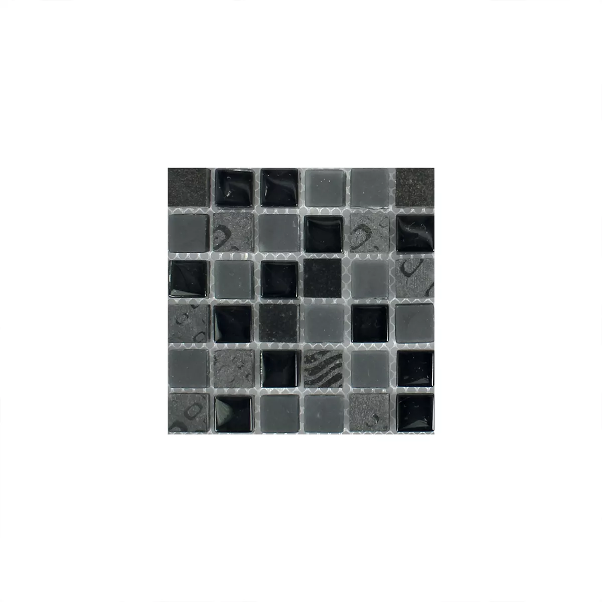 Padrão de Azulejo Mosaico Ankara Vidro Pedra Mix Preto 