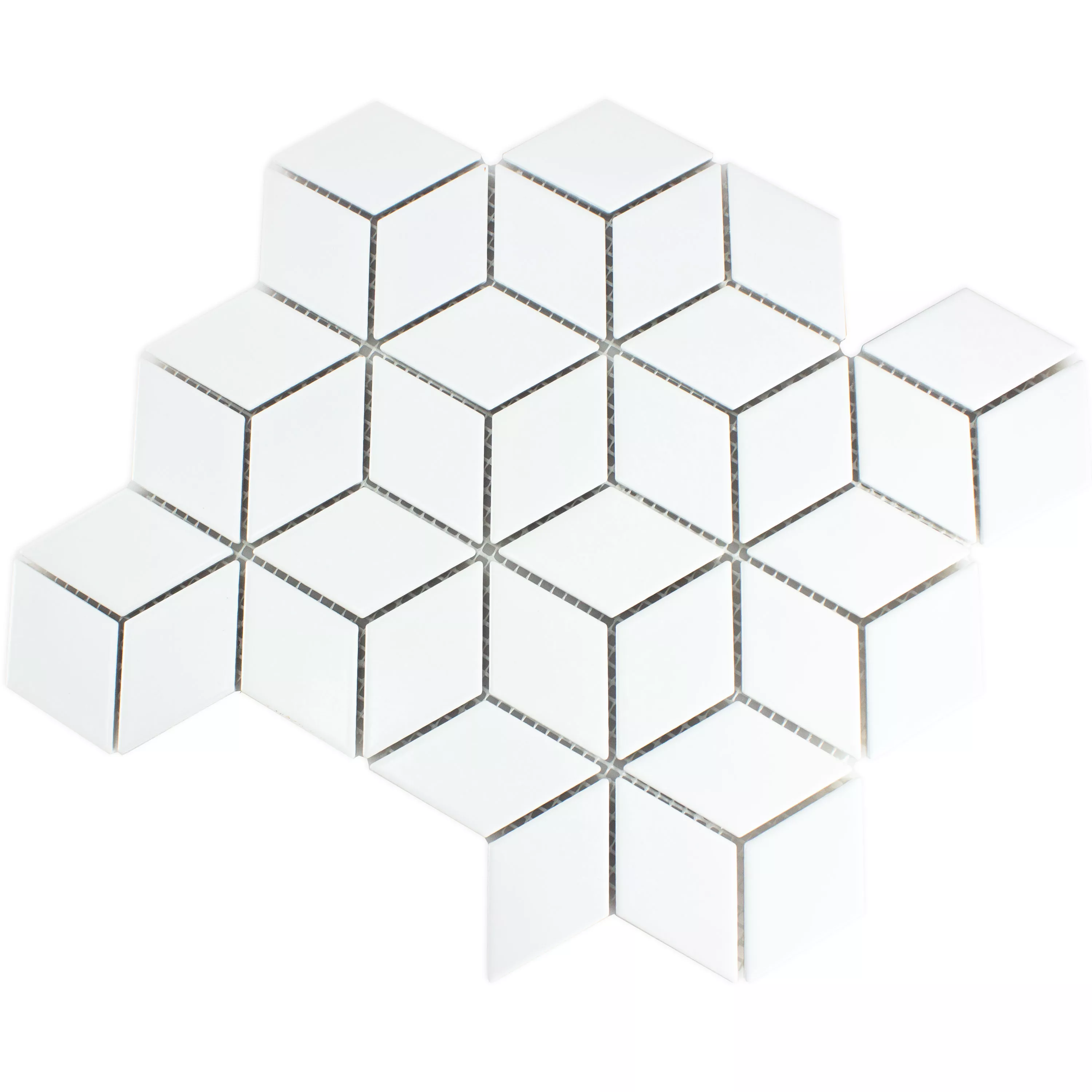 Cerâmica Azulejo Mosaico Cavalier 3D Dados Fosco Branco