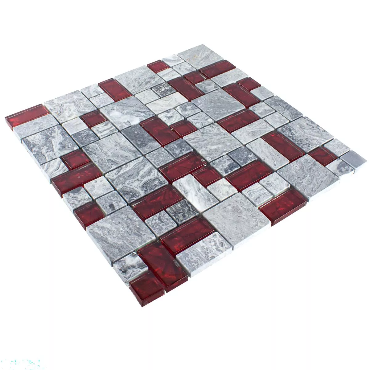 Padrão de Mosaico de Pedra Natural de Vidro Azulejos Cinza Sinop Vermelho 2 Mix