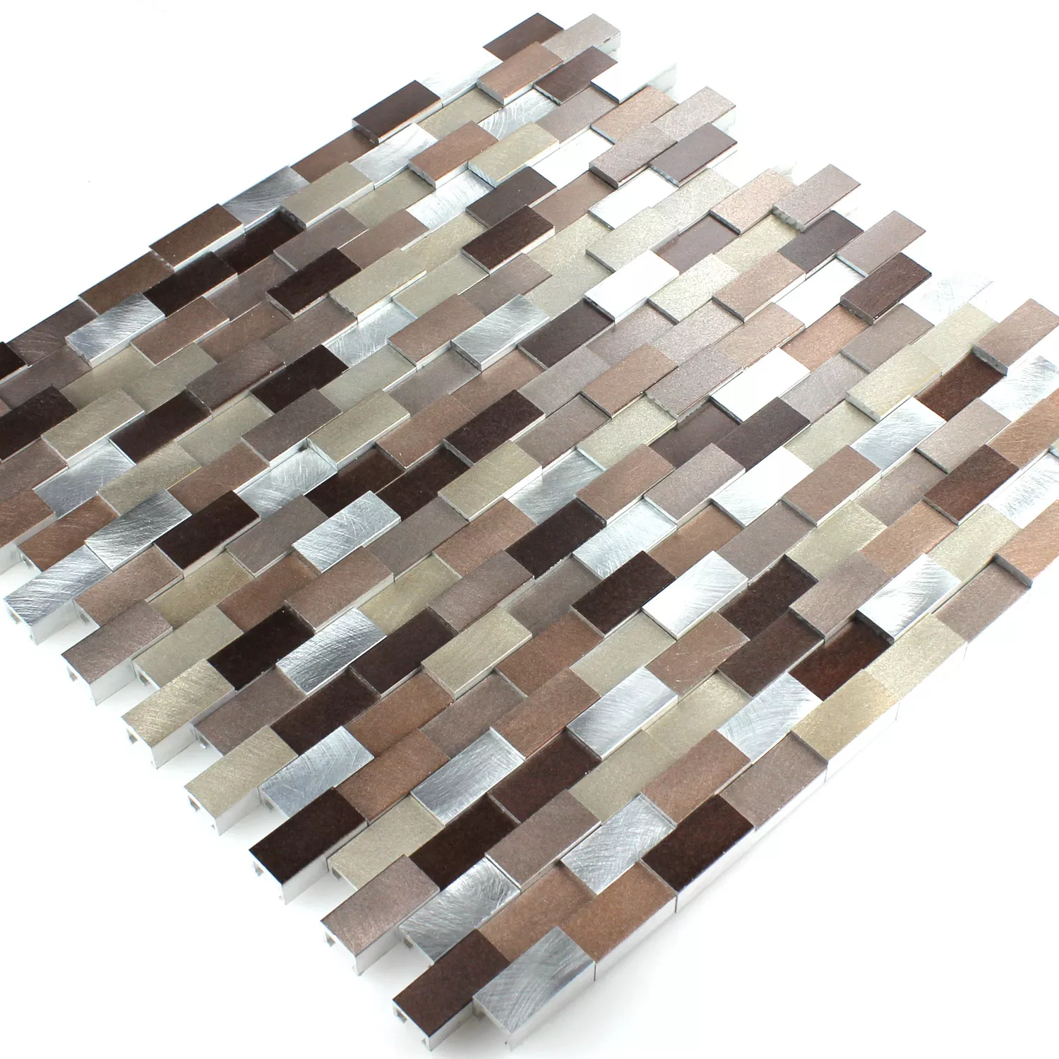 Azulejo Mosaico Alumínio Metal Langley 3D Cobre Marrom