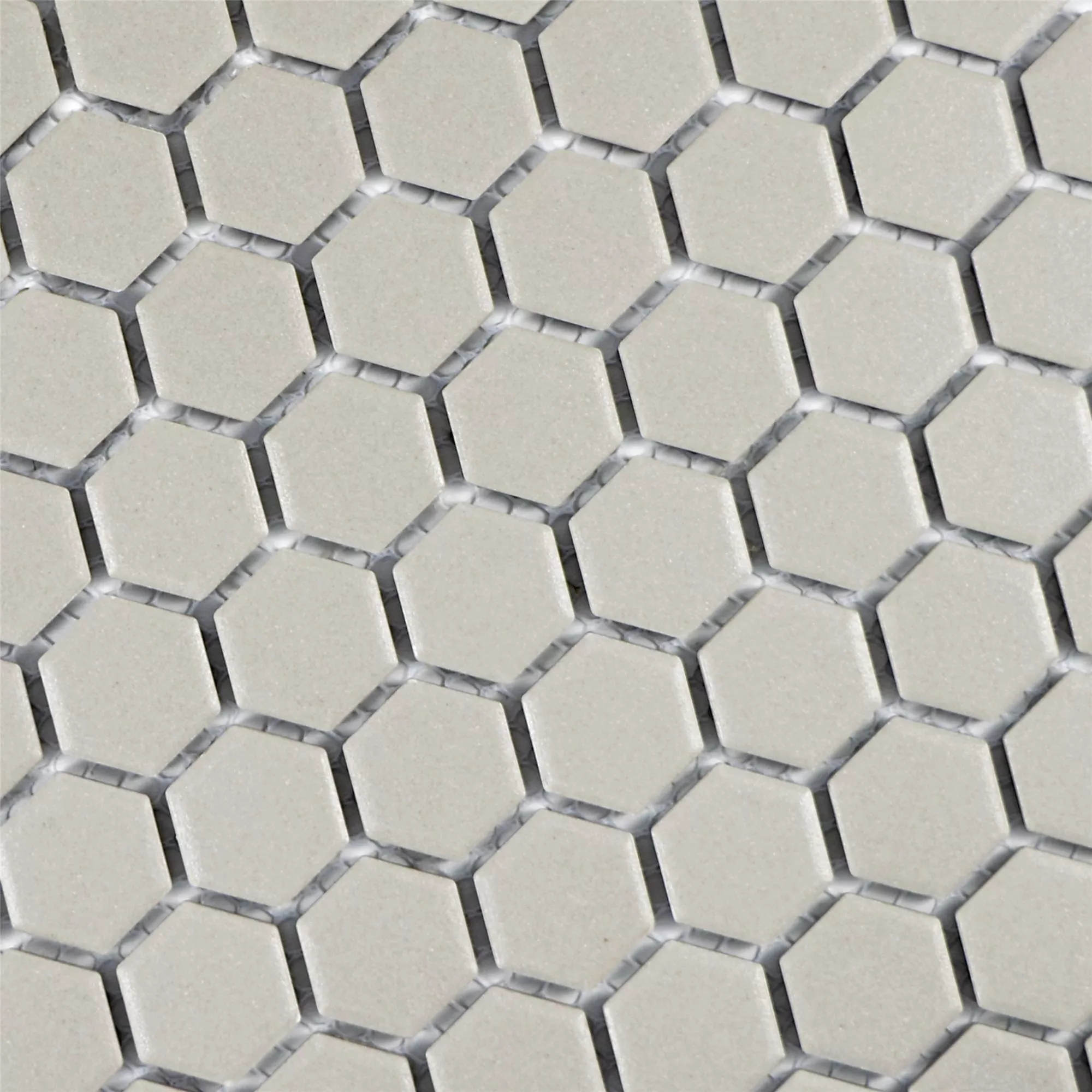 Padrão de Cerâmica Azulejo Mosaico Hexágono Zeinal Não Vidrado Cinza Claro R10B