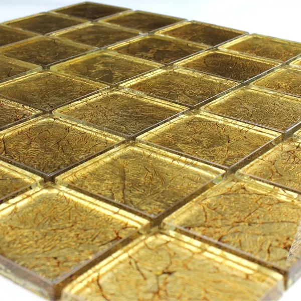 Mosaico De Vidro Azulejos 48x48x8mm Ouro Metal